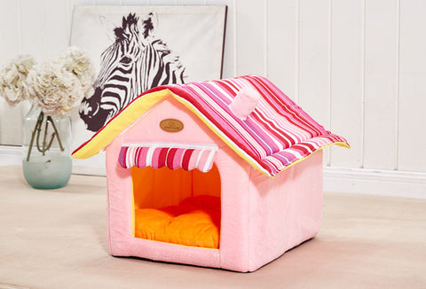 Striped Dog House Bed