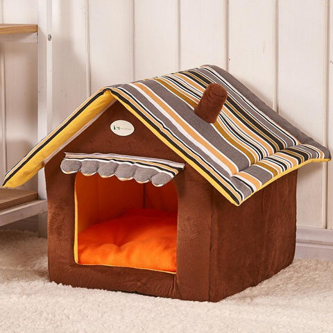 Striped Dog House Bed